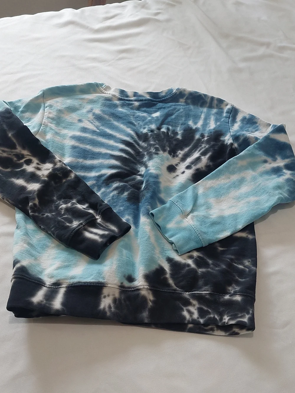 Tie-Dye Long Sleeve Kids Pullover Sweatshirt - Blue & Black